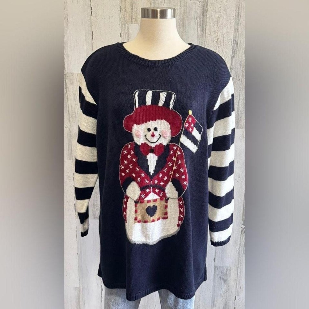 Vintage Christmas Snowman Sweater Size 1X Kitschy whimsical Americana‎